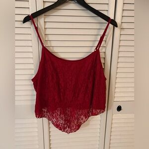 SHEIN Red Lace Crop Top